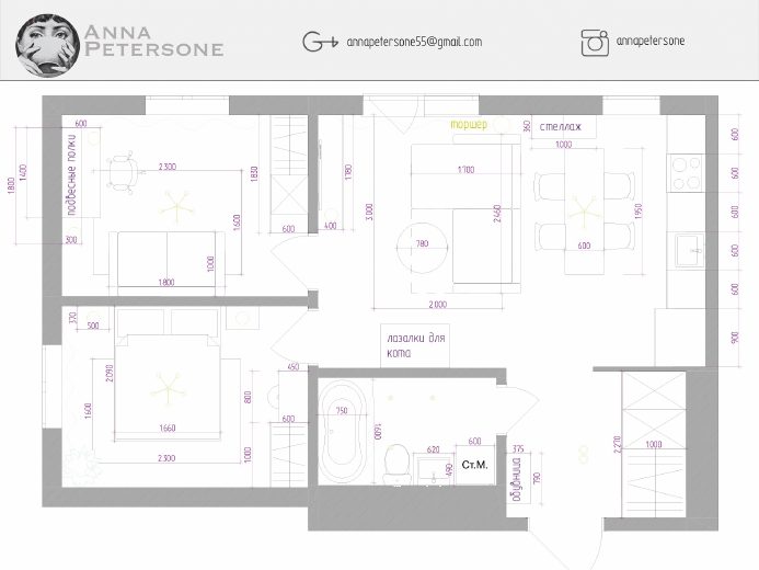 Проект по стилизации: Рига, 55 м²